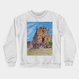 Watercolor sketch - Chiesa di Santa Chiara. Enna, Sicily Crewneck Sweatshirt